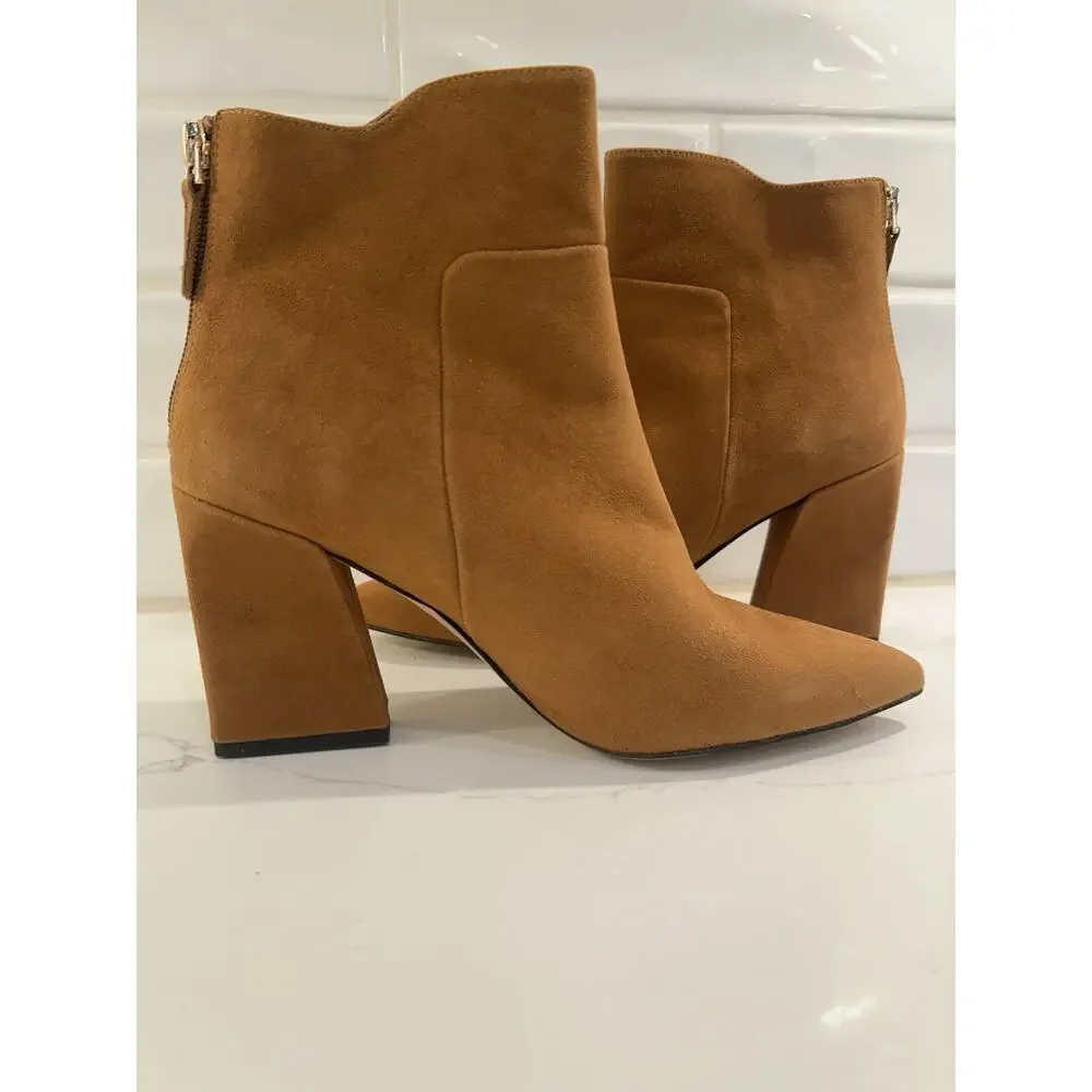 Franco Sarto Venture, Midshaft, Boot Whiskey Brown Zip Up Pointed Toe Suede Sz 7